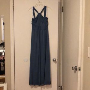 David’s bridal steel blue bridesmaids dress
